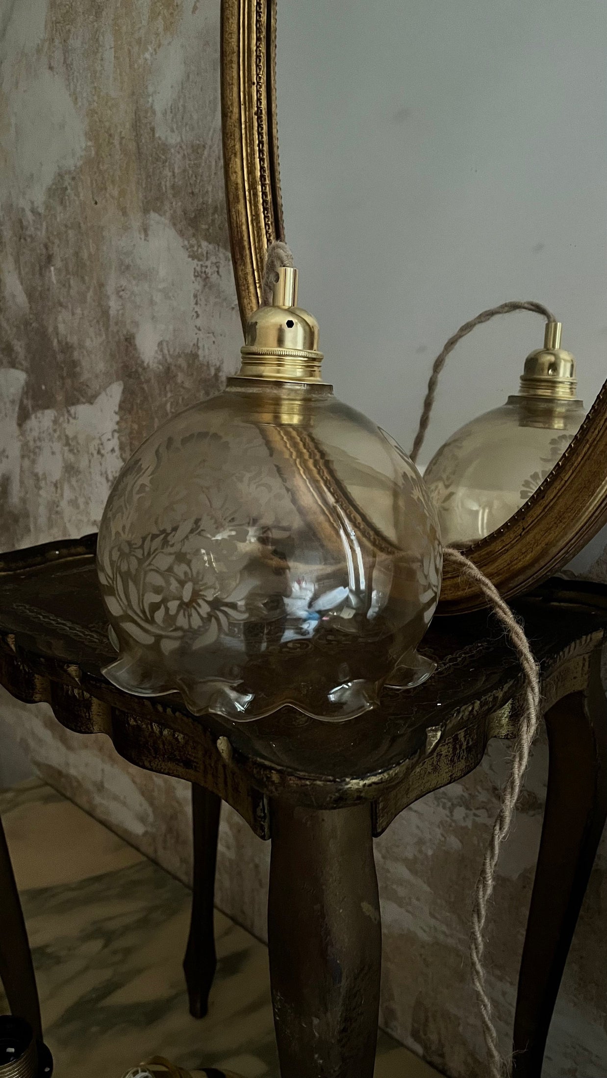 Claudette - Globe en verre pour lampe vintage personnalisée sur mesure - lesmimieres