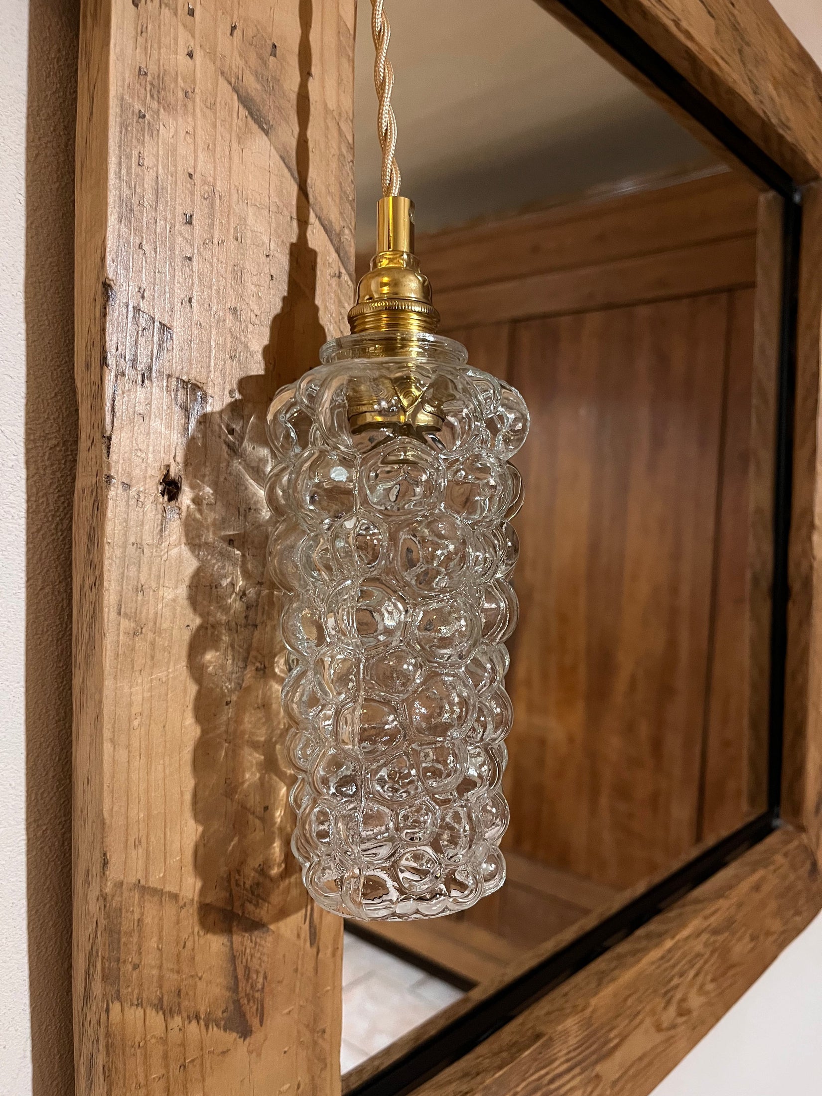 Lampe baladeuse ancien vintage en verre les mimieres