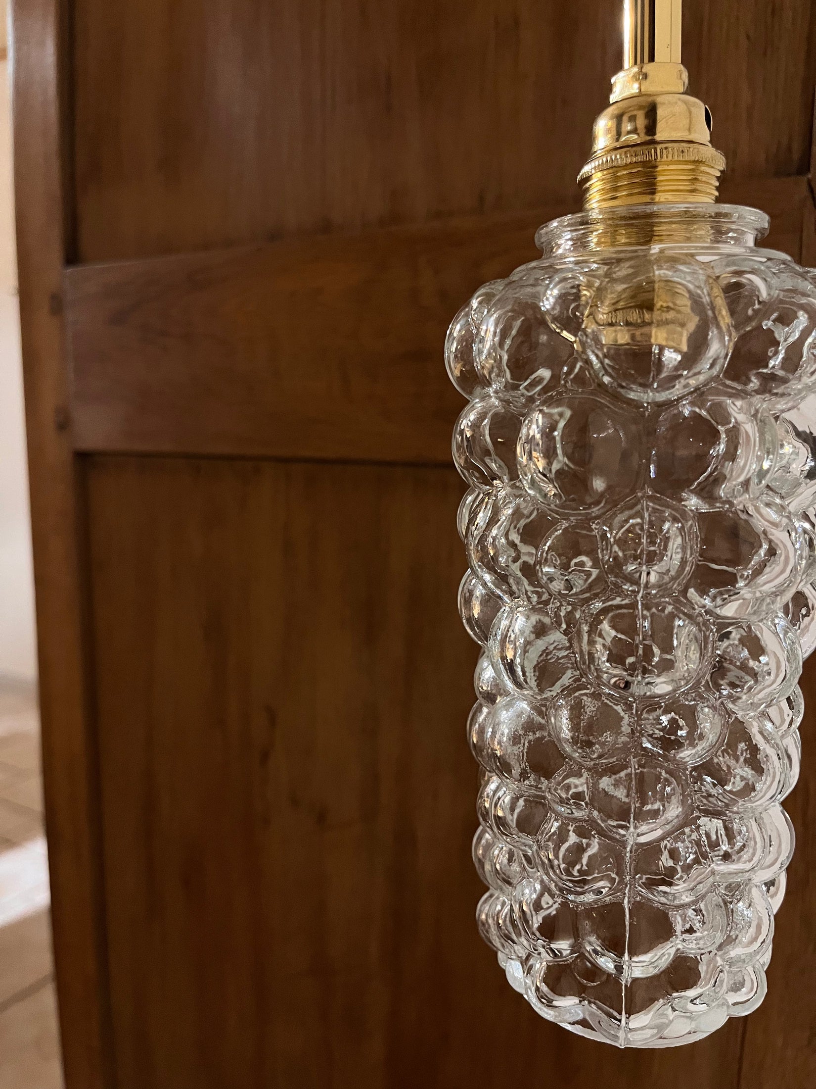 Lampe baladeuse en verre ancien vintage les mimieres