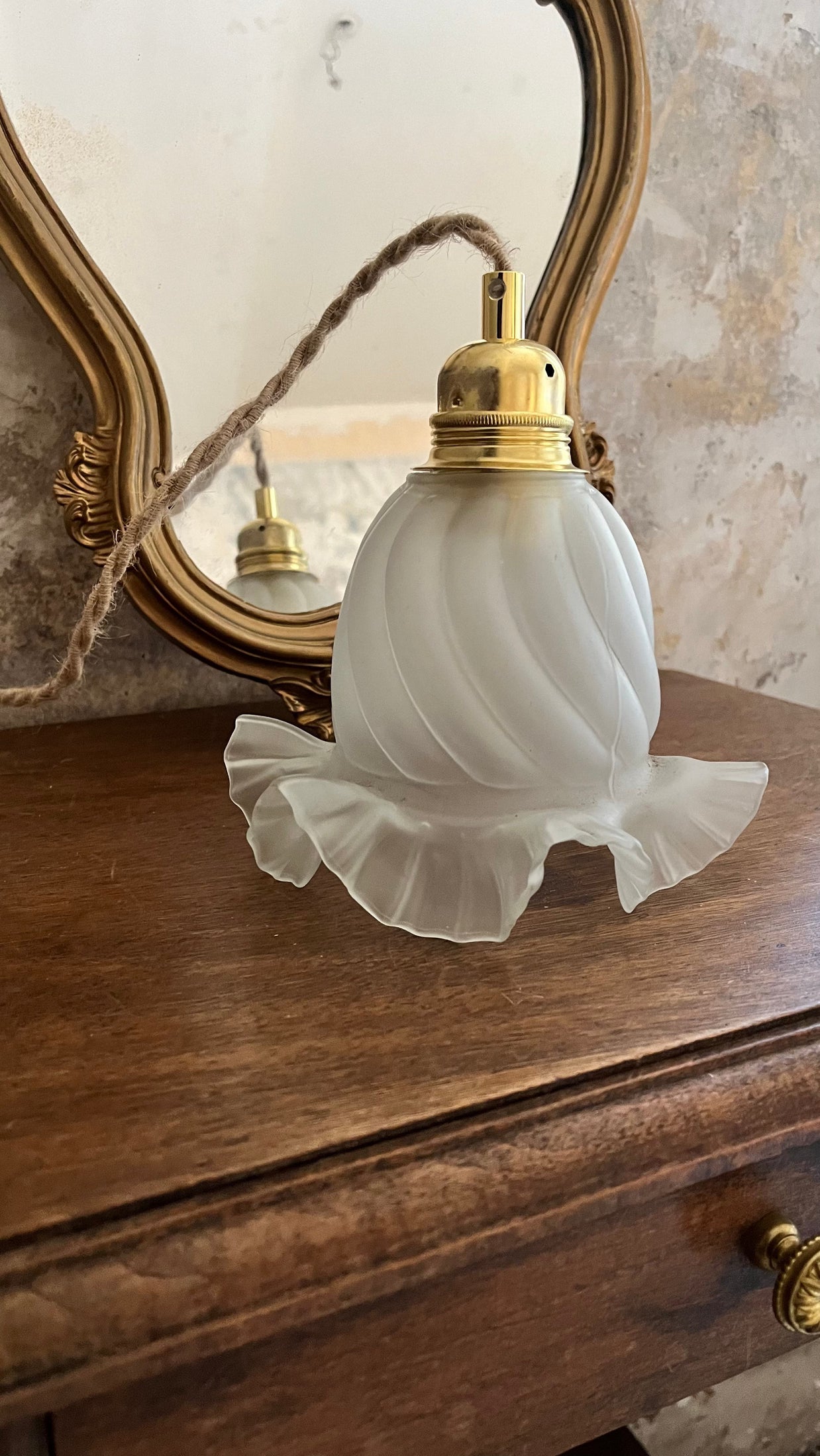 Lampe baladeuse vintage pate de verre rosiane