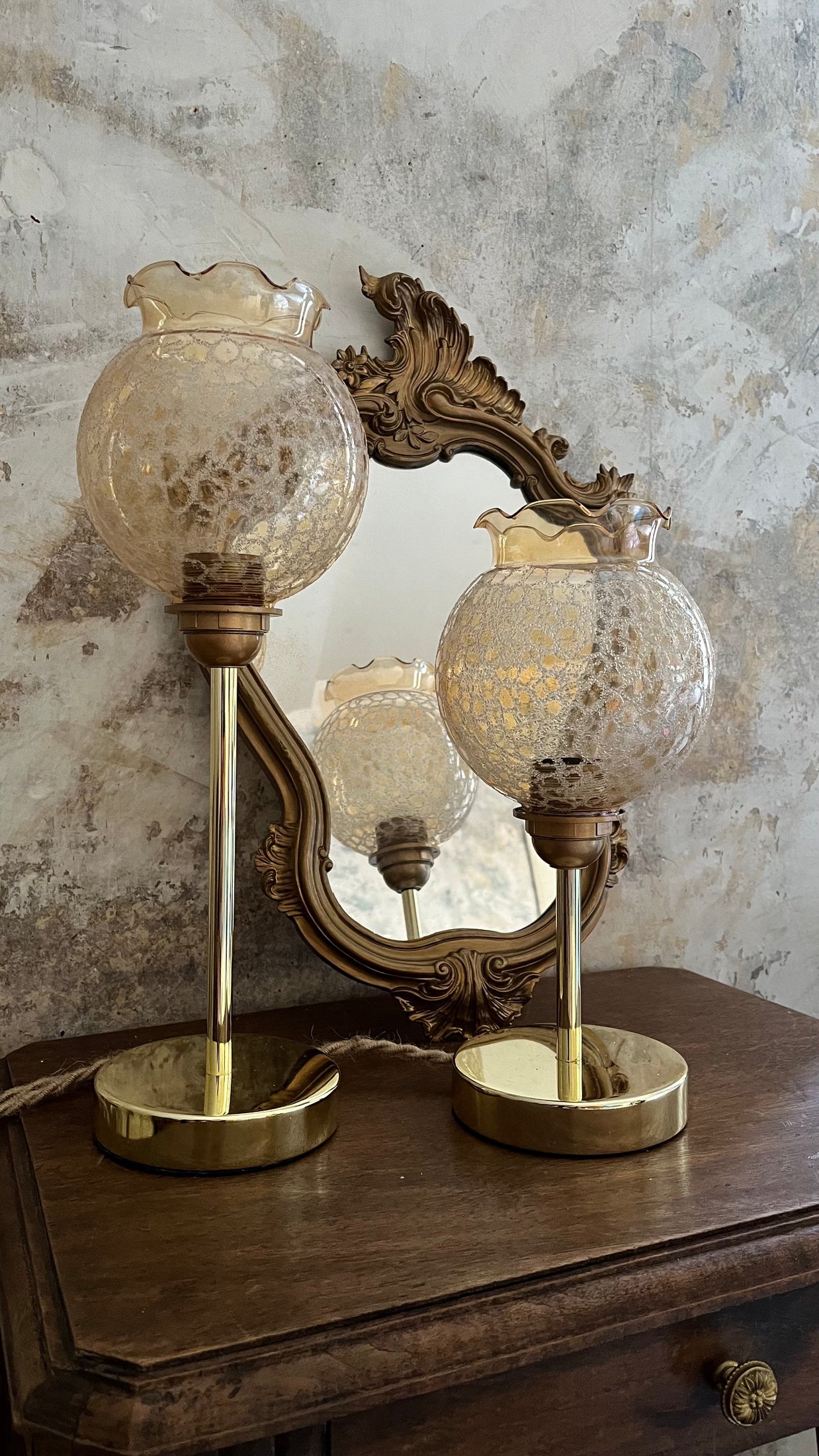 Lampe de chevet vintage en verre salome les mimieres