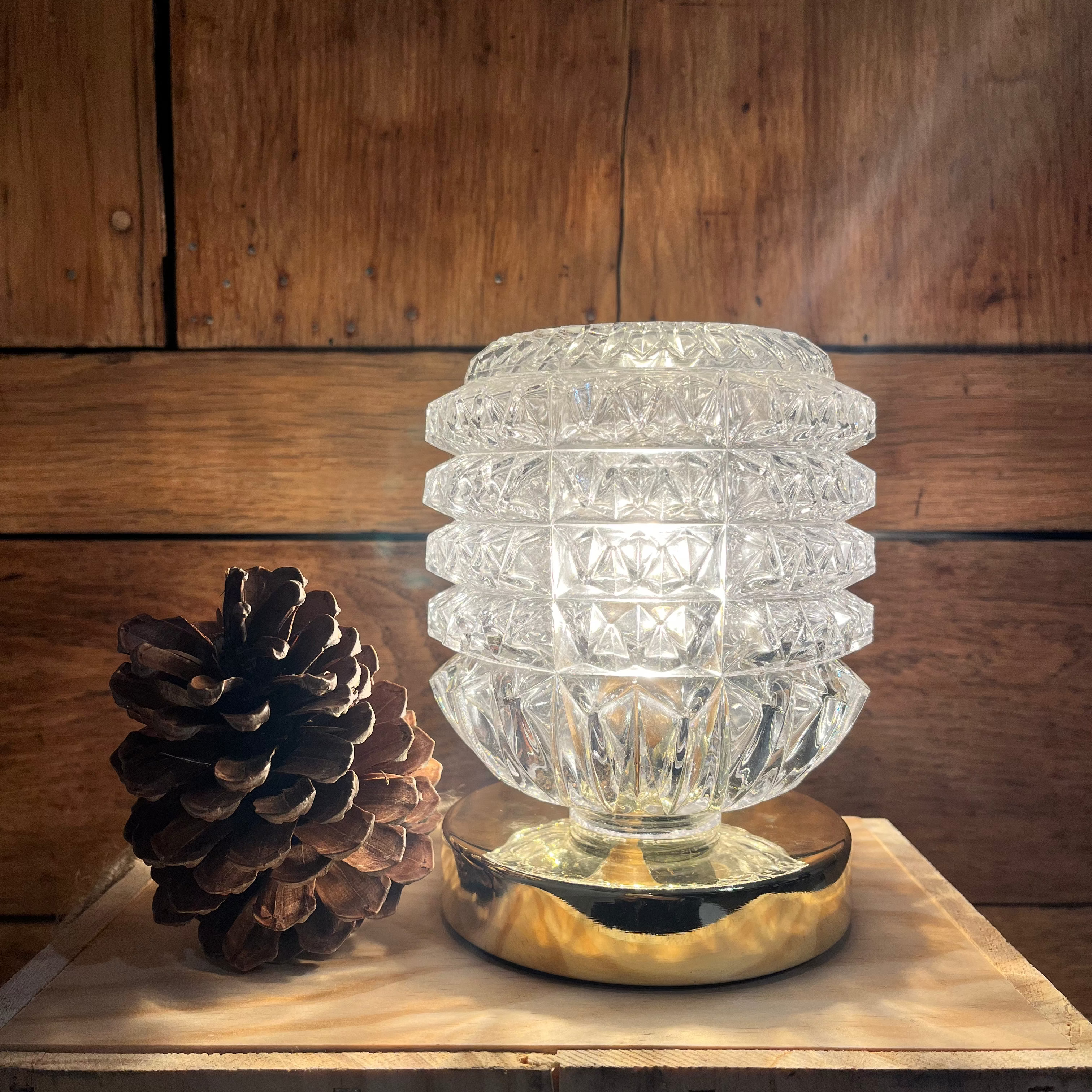 Lampe de chevet vintage laiton globe en verre 