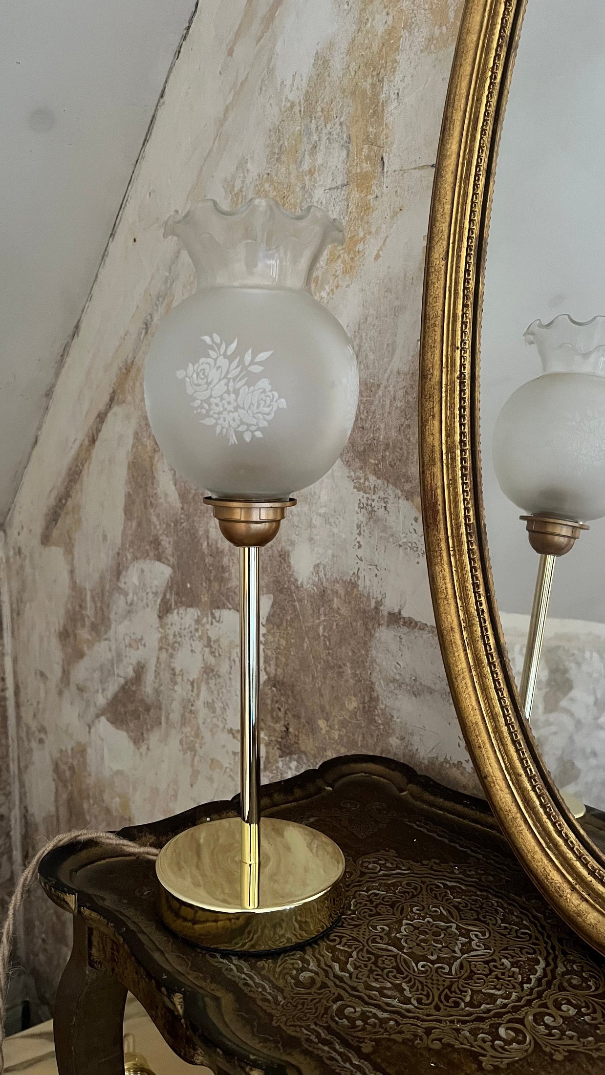 Lampe sur pied vintage en verre baladeuse les mimières