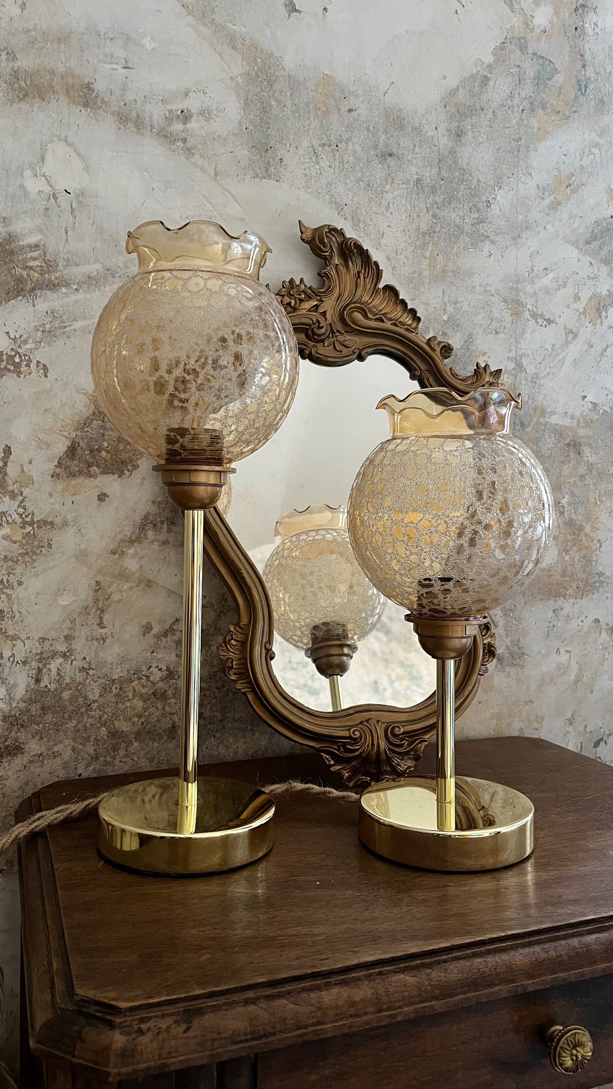 Lampe sur pied vintage en verre salome les mimieres