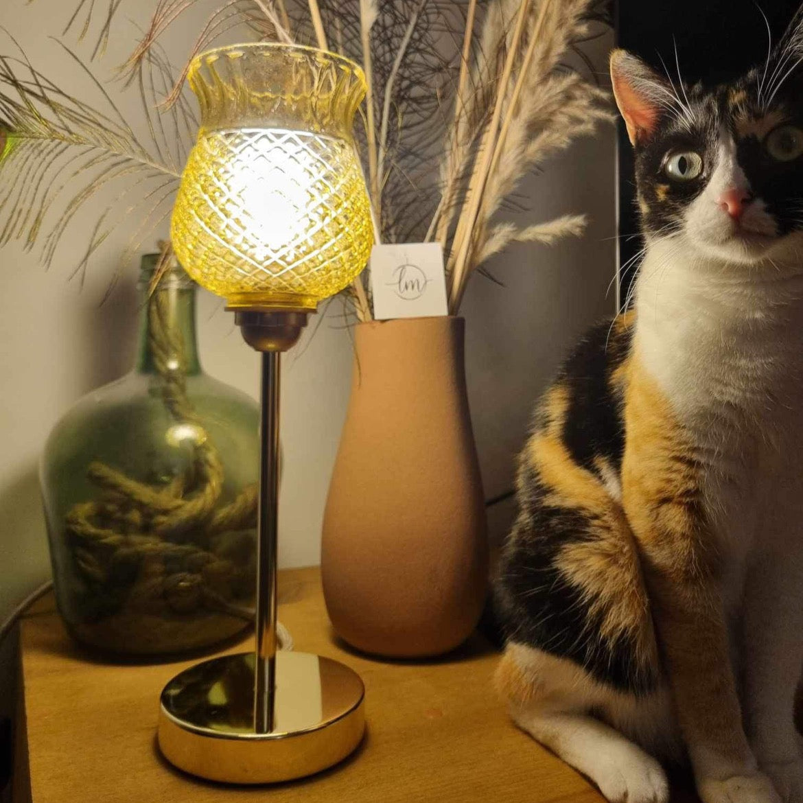 Lampe sur pied vintage globe en verre 