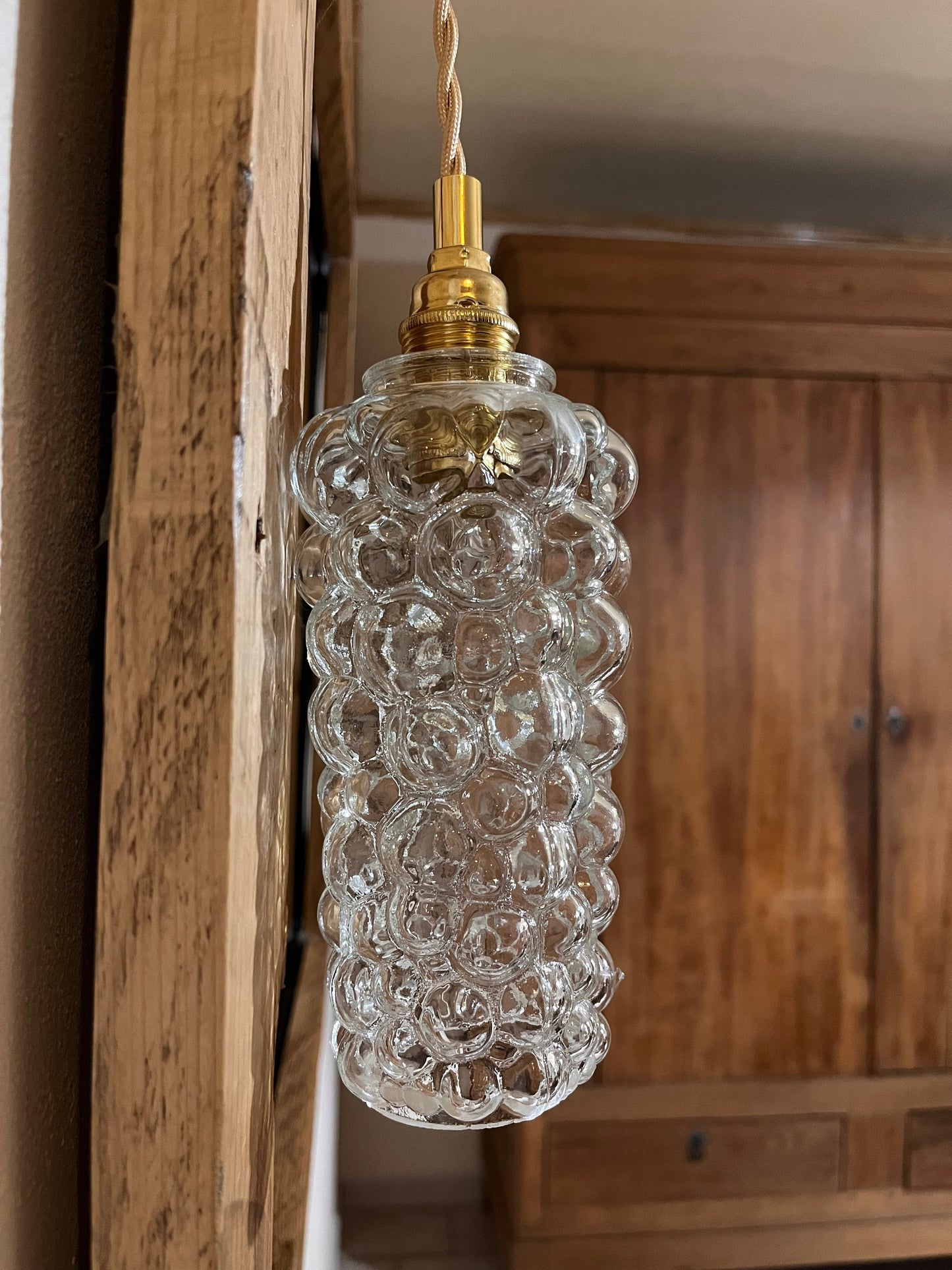 Luminaire baladeuse ancien vintage en verre les mimieres