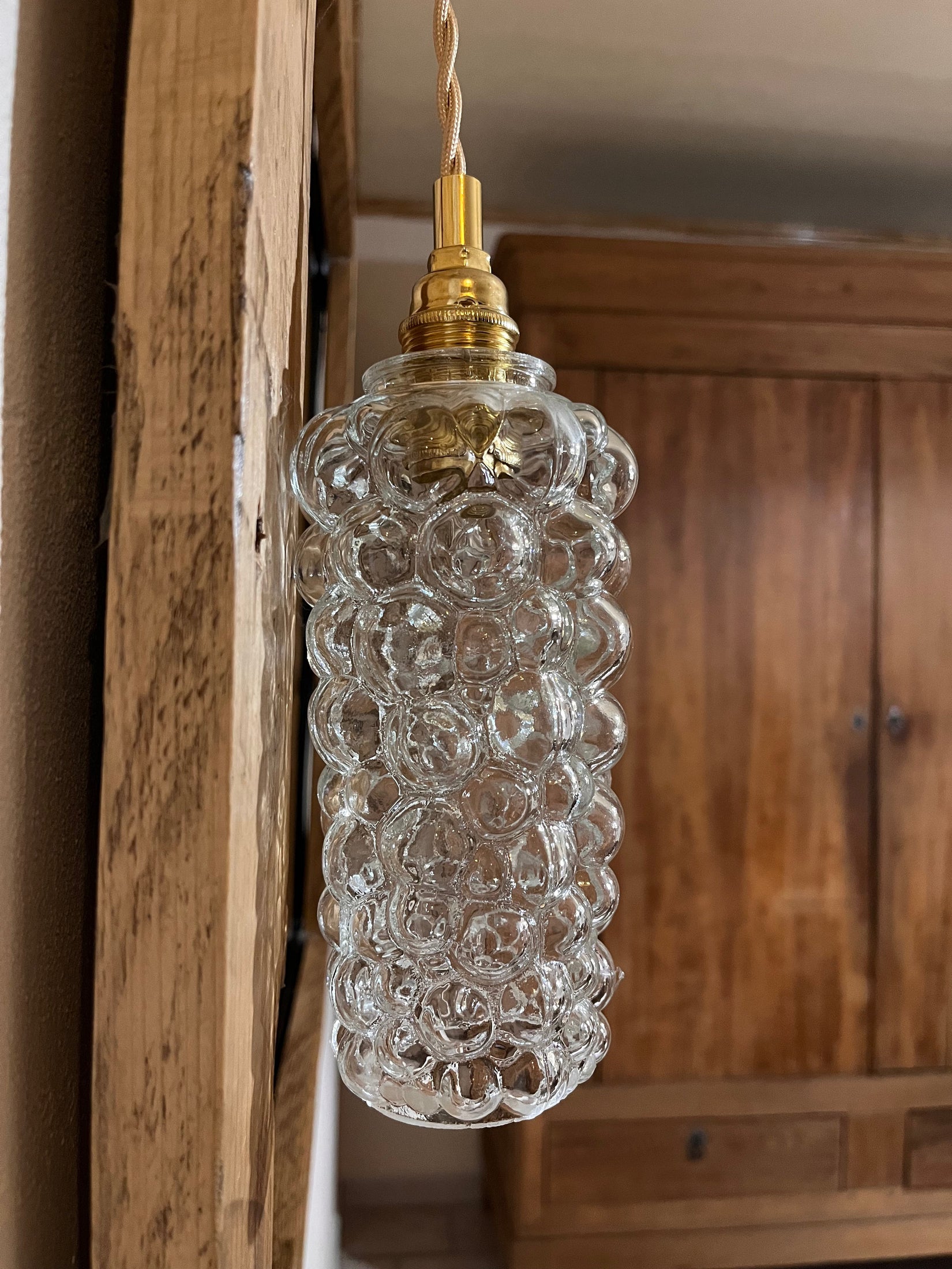 Luminaire baladeuse ancien vintage en verre les mimieres