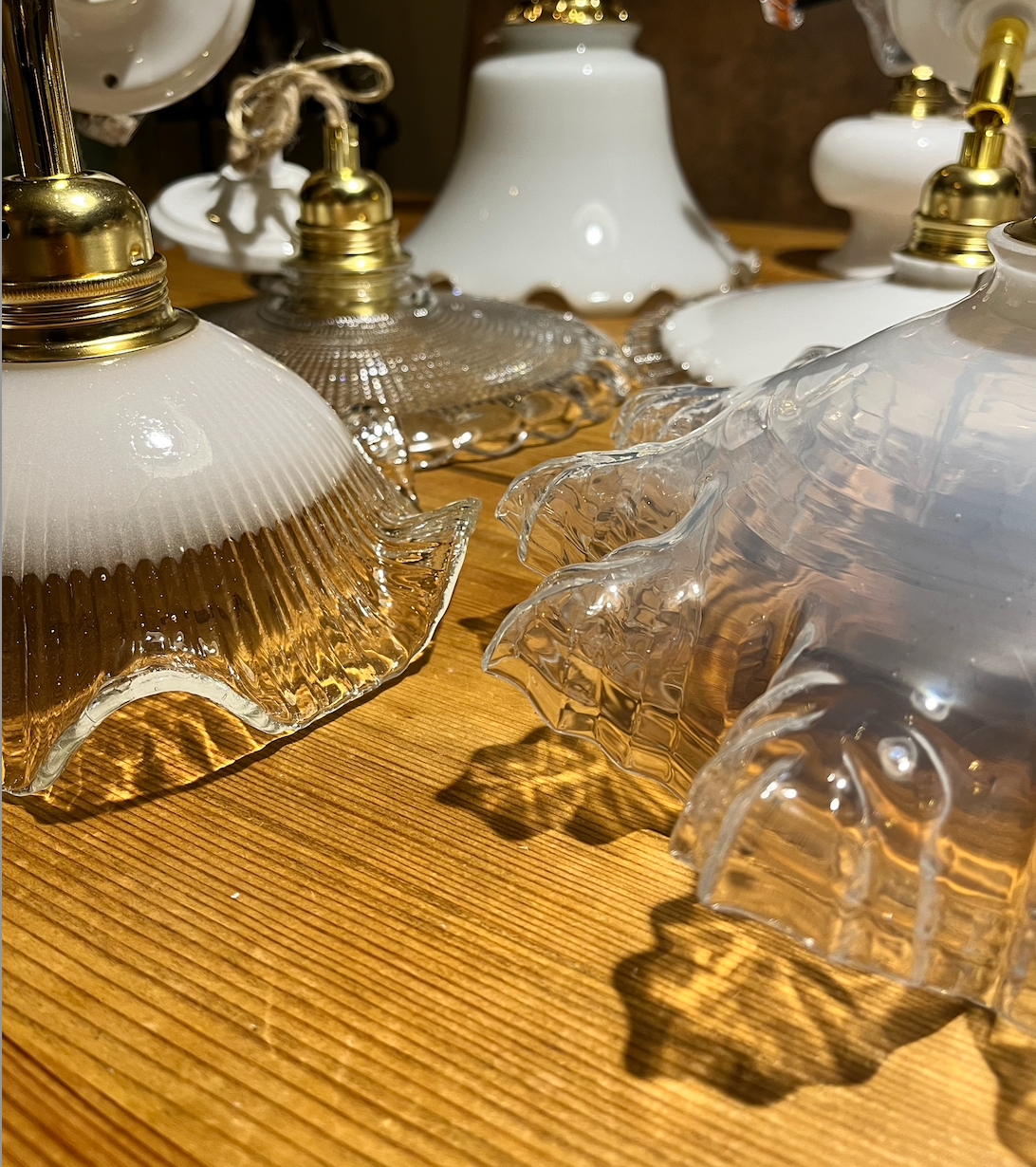 Luminaire vintage globe en verre 